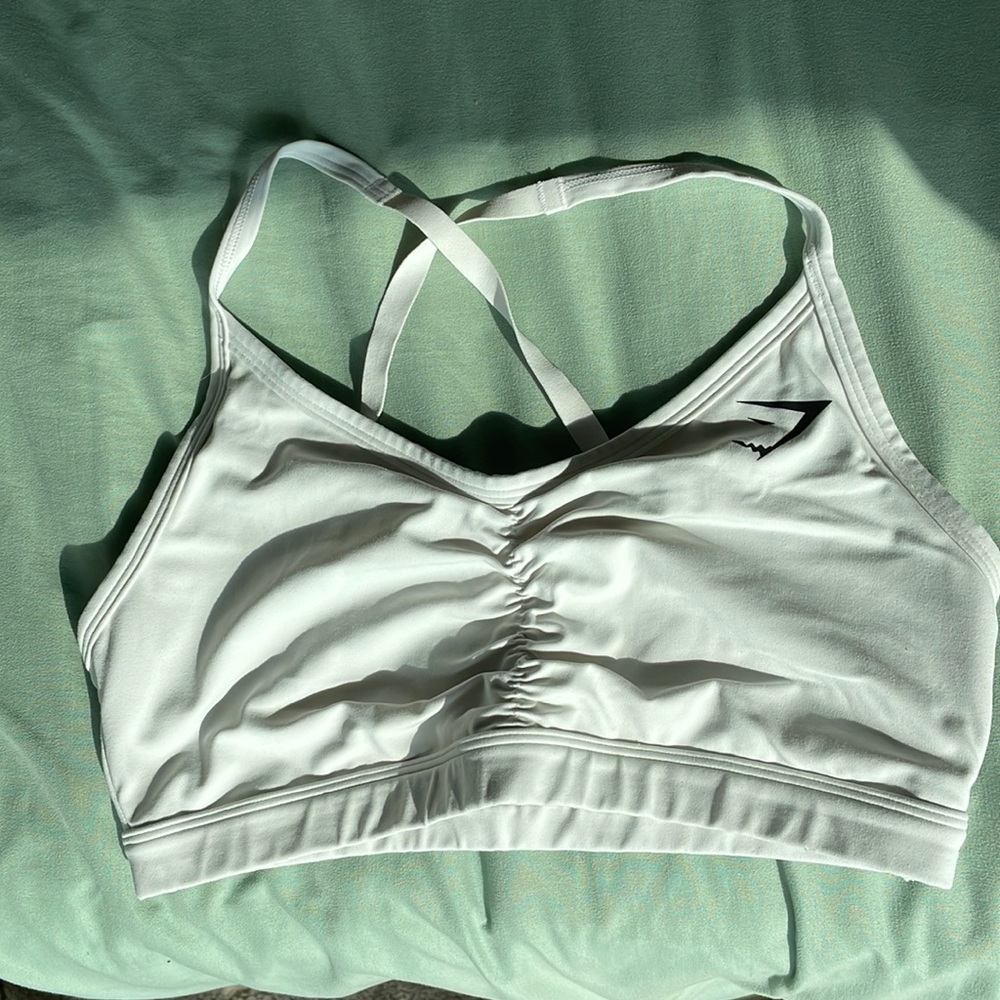 Gymshark White Ruched Sports Bra - M